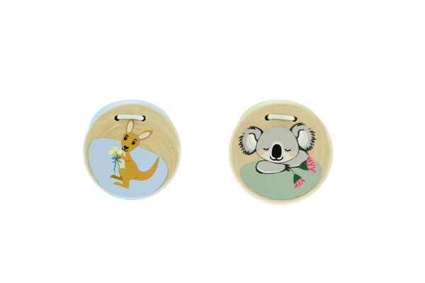 BUSH BUDDIES KOALA AND KANGAROO WOODEN CASTANETS SET OF 2