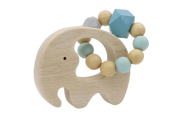 CALM & BREEZY ELEPHANT RATTLE WITH SILICONE BEAD