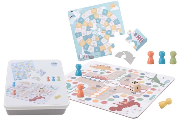 2 IN 1 GAME IN TIN BOX LUDO THE GAME OF GOOSE