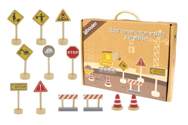 WOODEN CONSTRUCTION ROAD SIGN