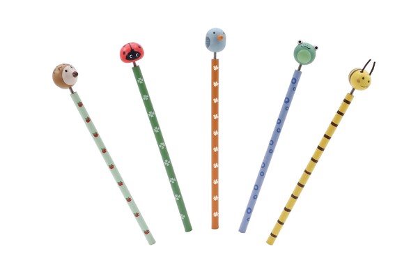 WOODEN SPRING INSECT MULTI COLOUR PENCIL SET OF 5