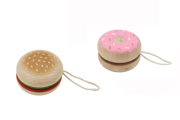 WOODEN HAMBURGER AND DONUT YOYO