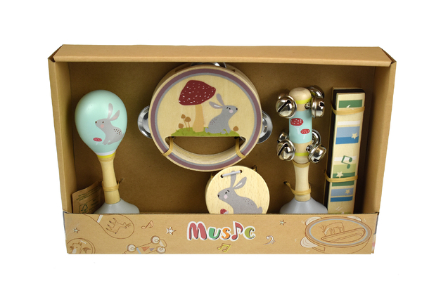 CALM & BREEZY RABBIT WOODEN 5PCS MUSICAL SET