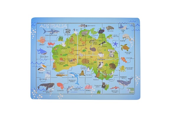 24PC JIGSAW PUZZLE AUSTRALIAN MAP AUSSIE ANIMAL AND LANDMARK 