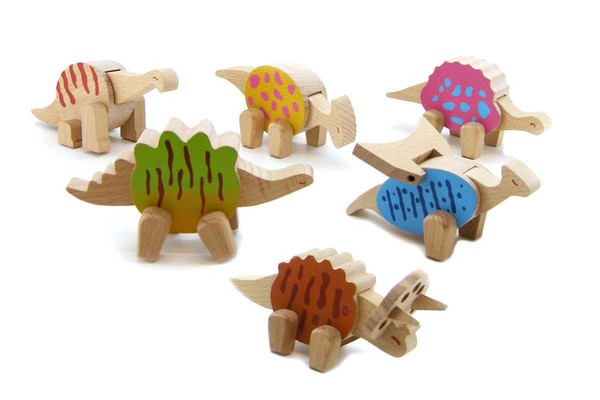 PRICE FOR 6 ASSORTED WOODEN DINOSAUR