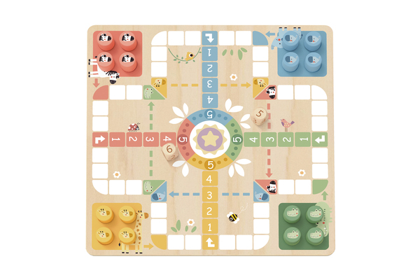 MY FOREST FRIENDS 2 IN 1 WOODEN BOARD GAME - LUDO, SNAKES AND LADDERS
