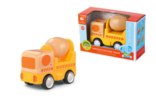 WOODEN FRICTION TRUCK CONCRETE MIXER WITH SOUND AND LIGHT