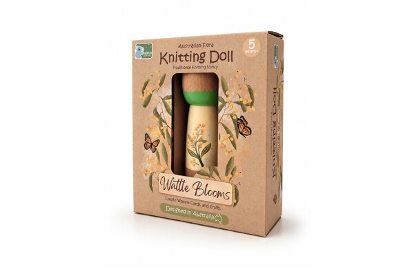 AUSTRALIAN FLORA KNITTING DOLL WATTLE BLOOMS